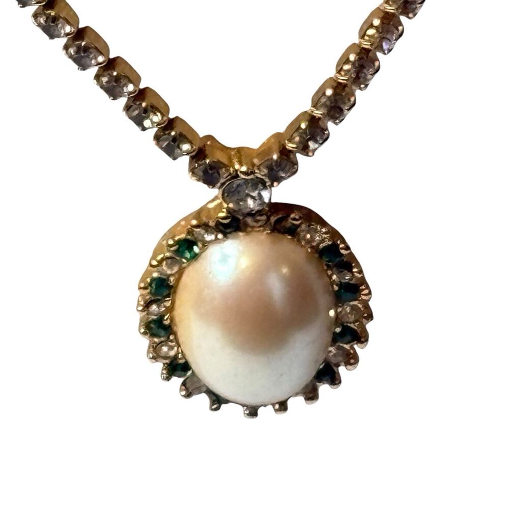 Monet Costume Pearl‎ Emerald Necklace Baroque Glamorous Princess Elegant Dressy